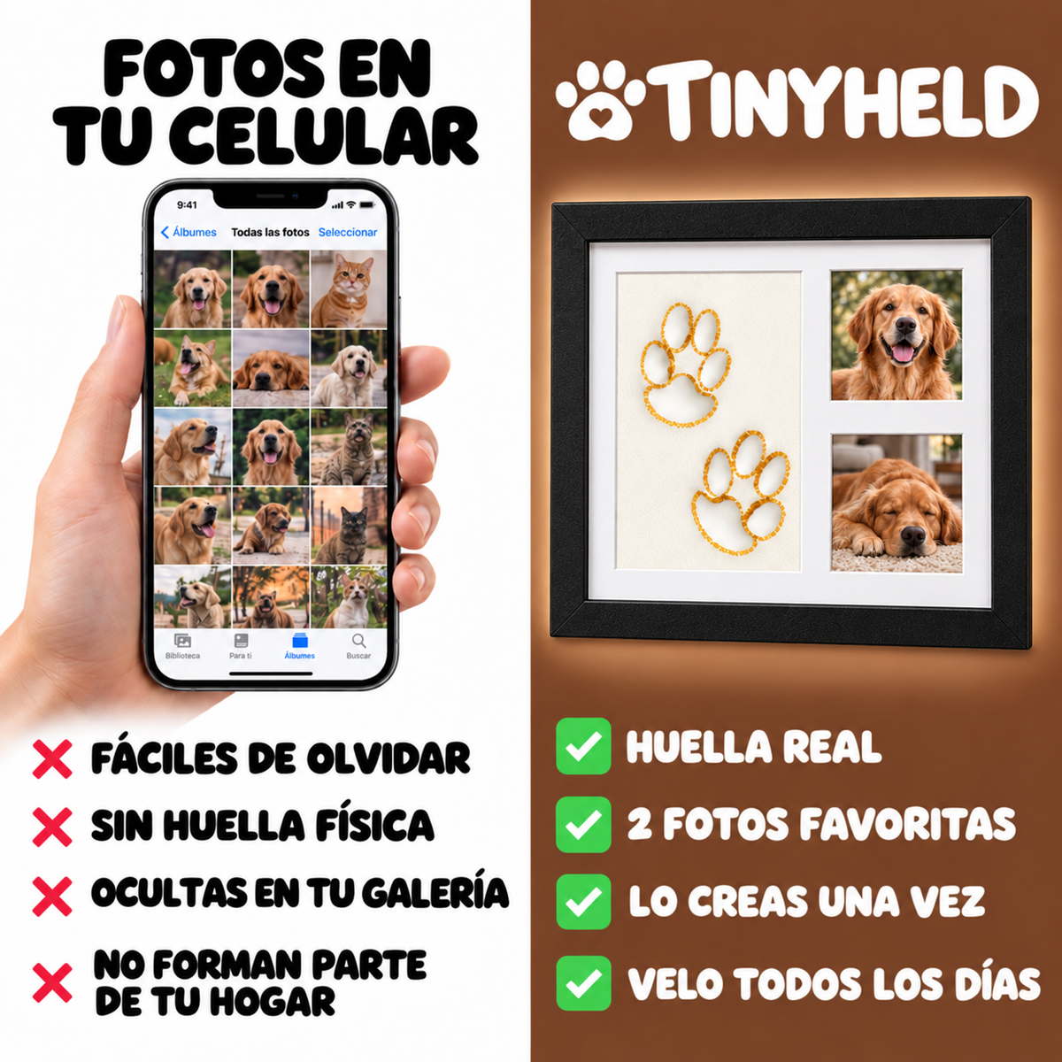TinyHeld™-Marco de Recuerdo con Huella de tu Mascota